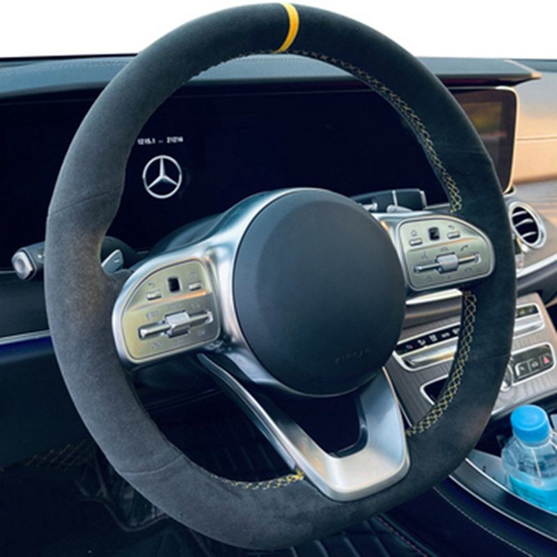 Car Steering Wheel Cover Anti Slip Breathable - Противоскользящий черный замшевый чехол на руль
