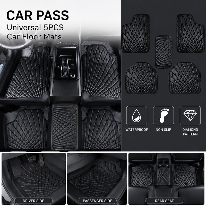 Car Floor Mats Universal Waterproof Leather - Универсальные автомобильные коврики CAR PASS, 5