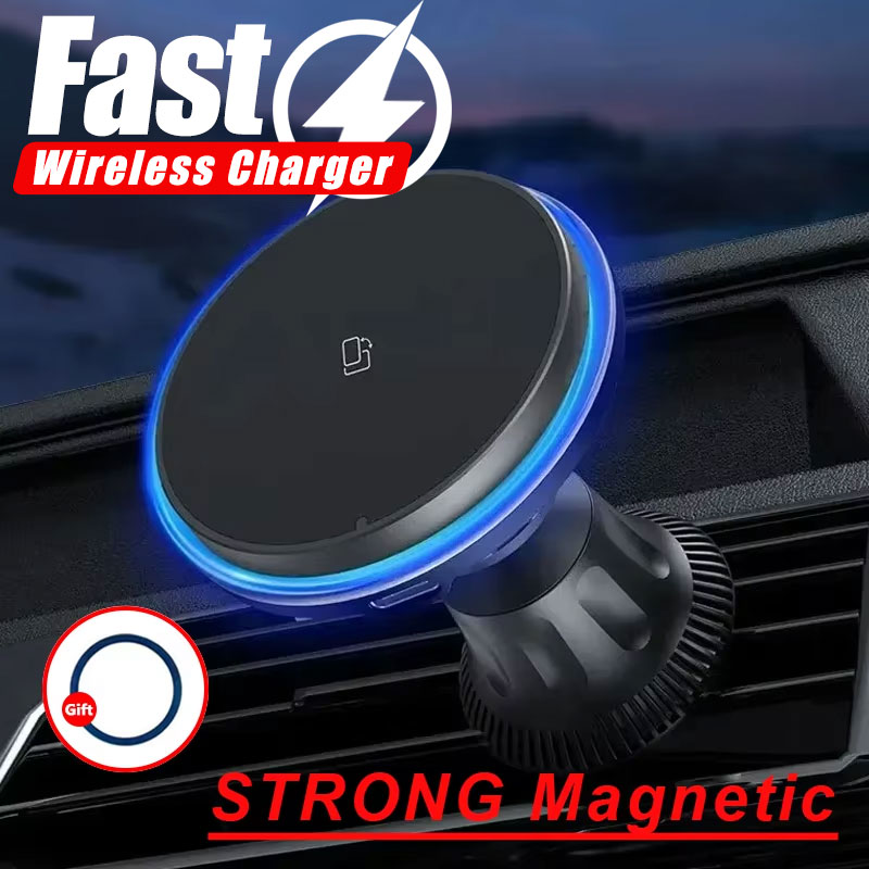 Wireless Car Charger Mount Fast Charging - Магнитное беспроводное зарядное устройство LED/RGB для
