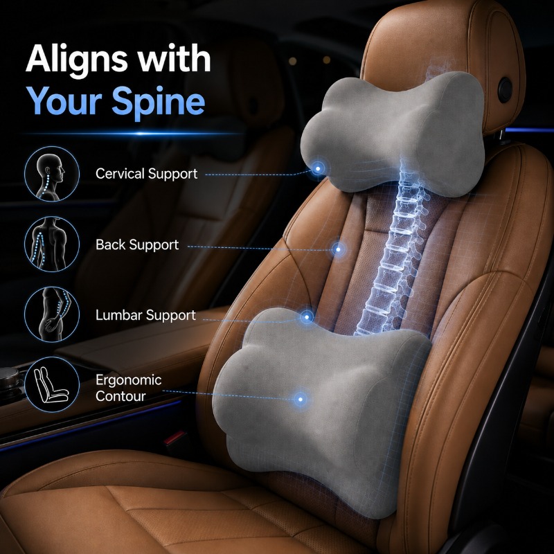 Memory Foam Car Neck Pillow Lumbar Support - Универсальная автомобильная подушка для подголовника и