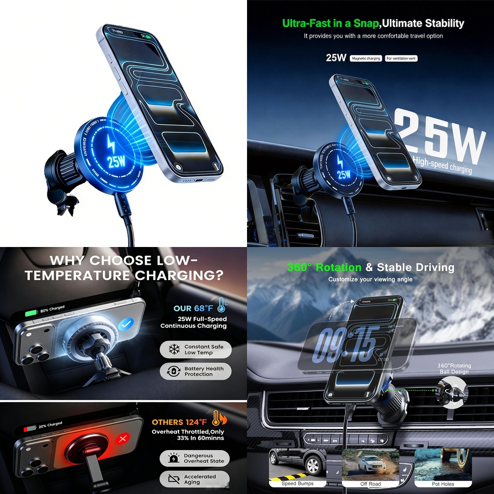 Magnetic Phone Holder For Car Vent - Мощное магнитное беспроводное автомобильное зарядное устройство