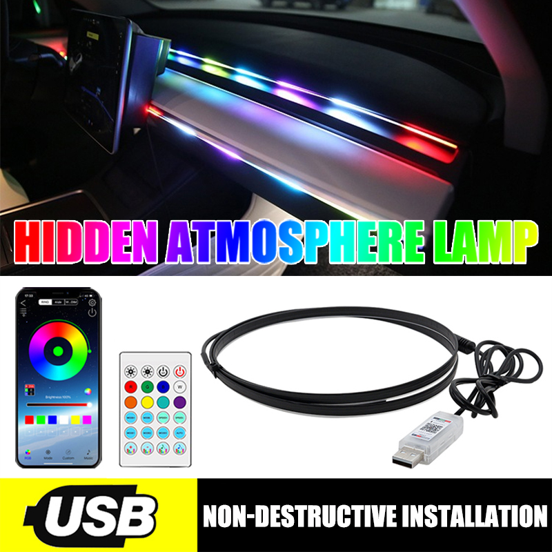 Led Ambient Interior Car Lights App Control - Автомобильные светодиодный светильник 64 цвета Акриловые