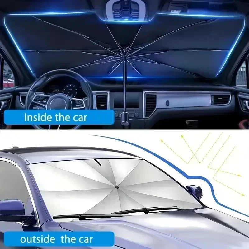Солнцезащитный зонт для автомо – обзор и цена Car Sunshade Windshield Umbrella Foldable