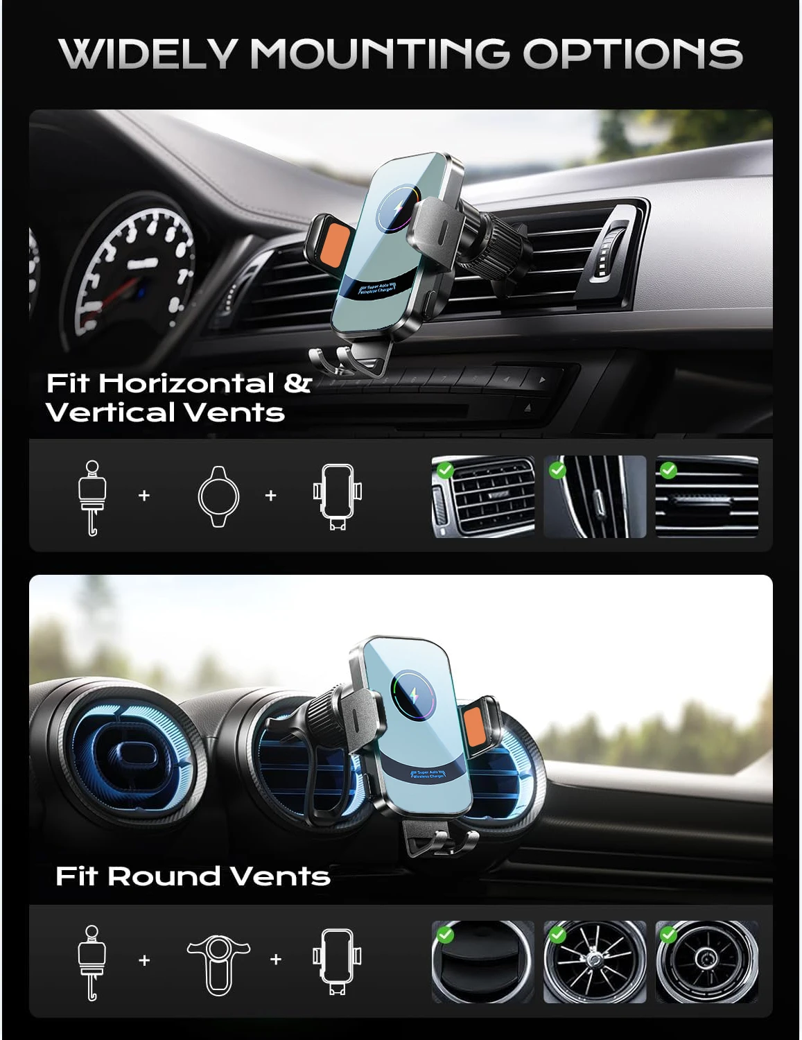 Беспроводное автомобильное зар – обзор и цена Magnetic Phone Holder For Car Vent