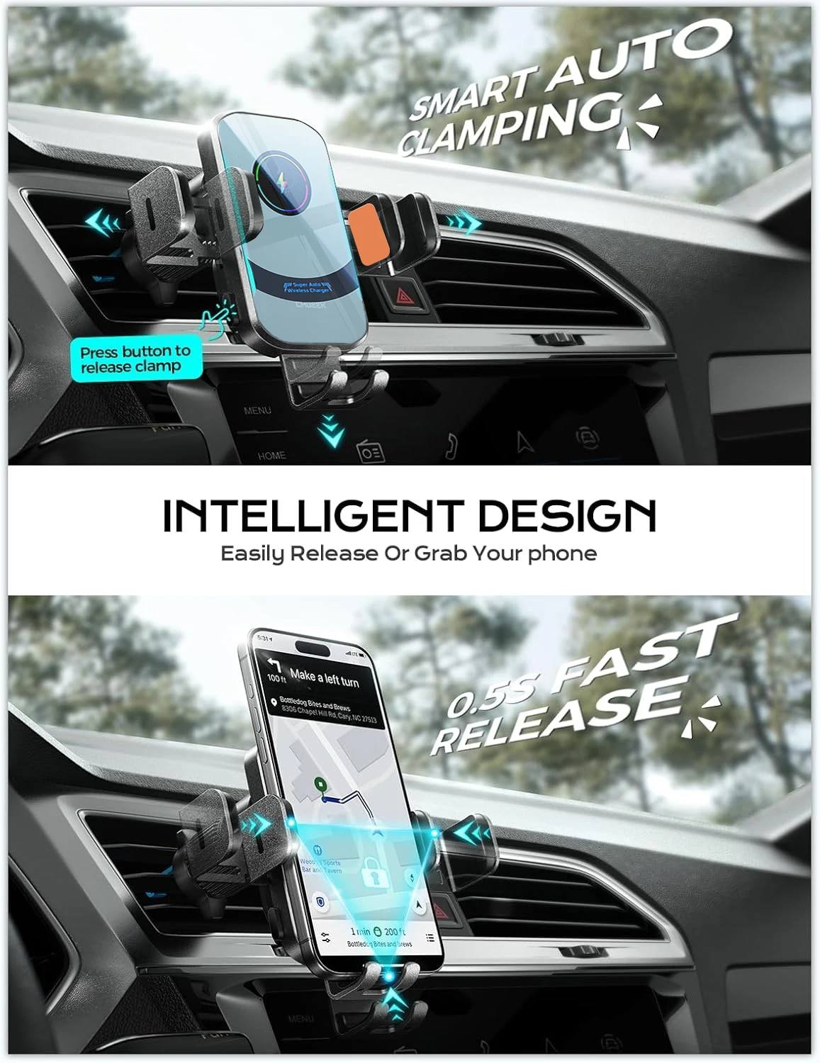Беспроводное автомобильное зар – обзор и цена Magnetic Phone Holder For Car Vent