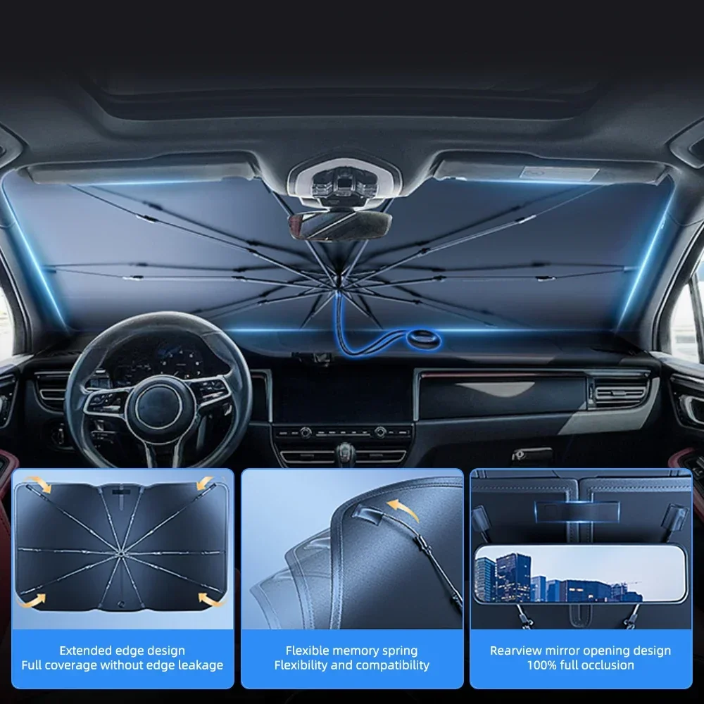 Солнцезащитный зонт-шторка для – обзор и цена Car Sunshade Windshield Umbrella Foldable