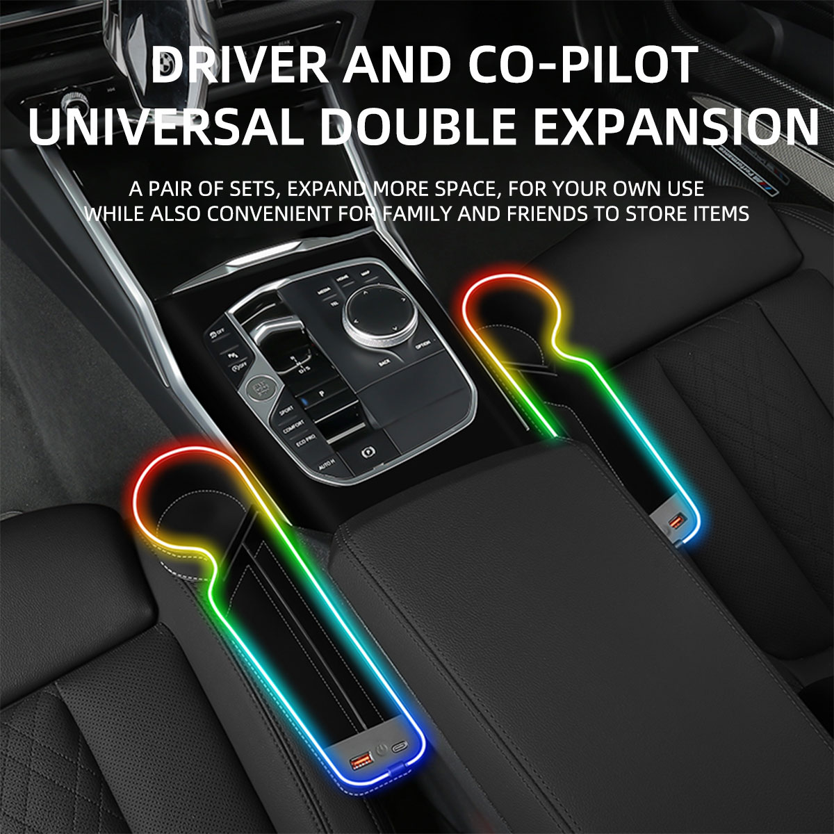 Органайзер-вставка для зазора  – обзор и цена Seat Gap Filler Organizer With Usb Charger