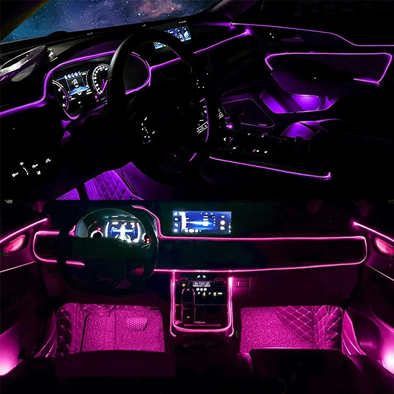 Гибкие EL-проводные фонари с у – обзор и цена Led Ambient Interior Car Lights App Control