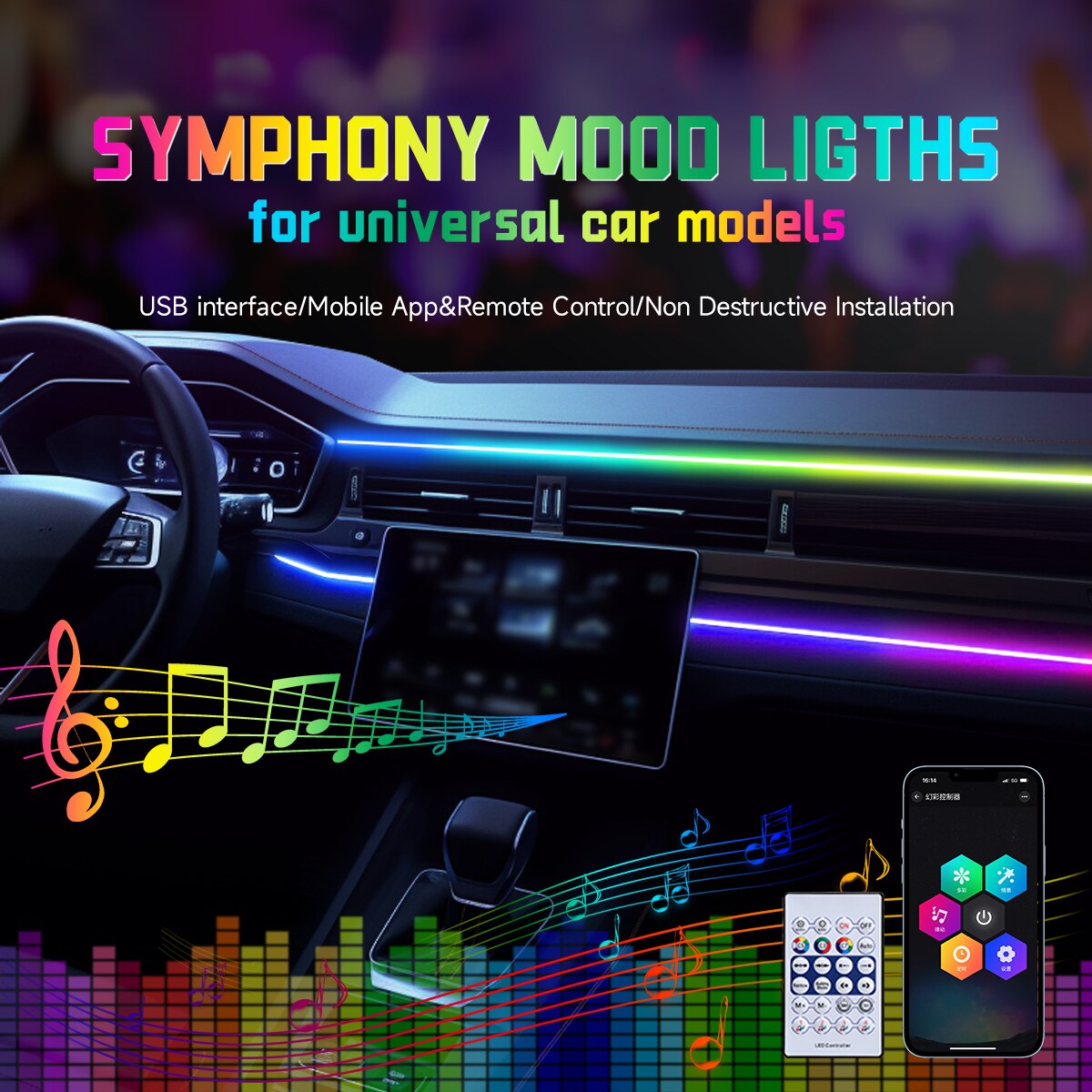 Автомобильный светодиодный окр – обзор и цена Led Ambient Interior Car Lights App Control