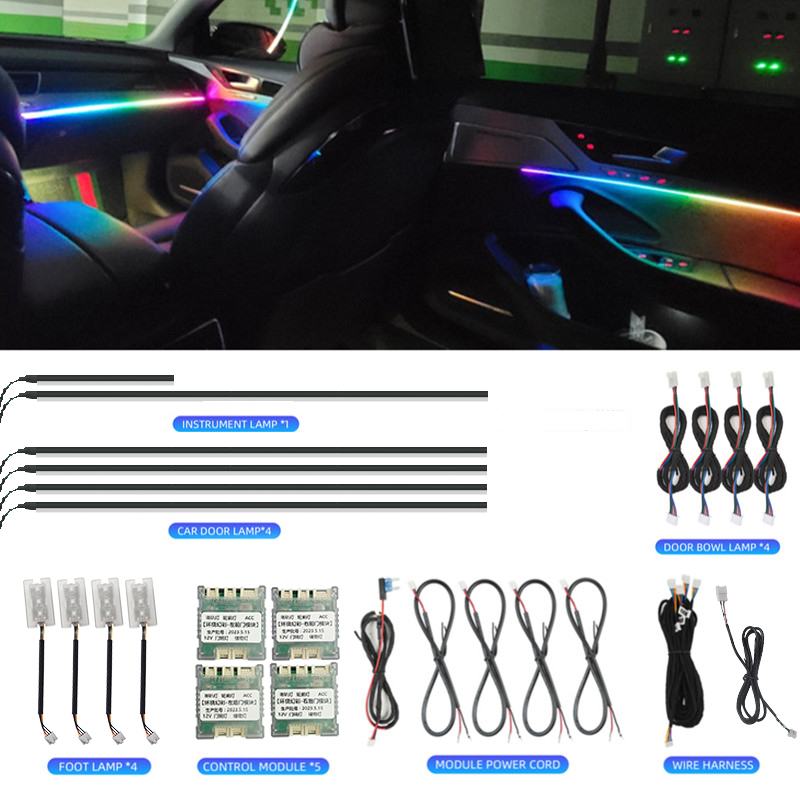 Светодиодная подсветка салона  – обзор и цена Led Ambient Interior Car Lights App Control