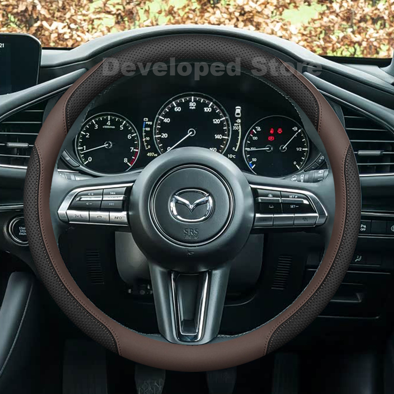 Кожаный чехол на руль для Mazd – обзор и цена Car Steering Wheel Cover Anti Slip Breathable